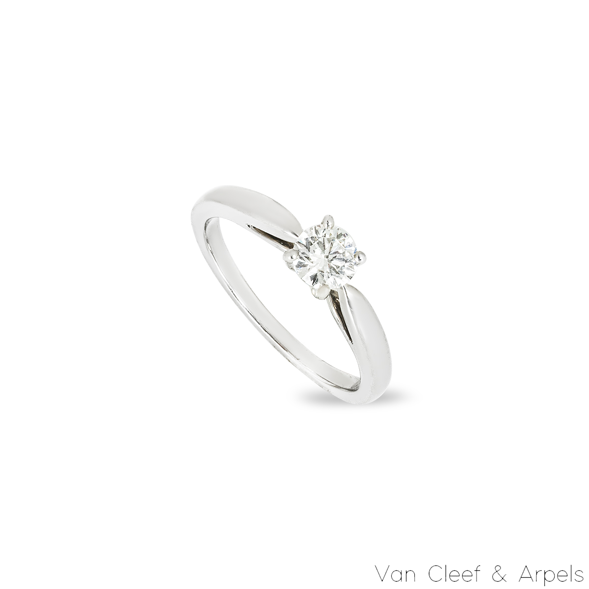 Van Cleef & Arpels Platinum Diamond Bonheur Solitaire Ring Size 51 0.40ct E/ VVS2
